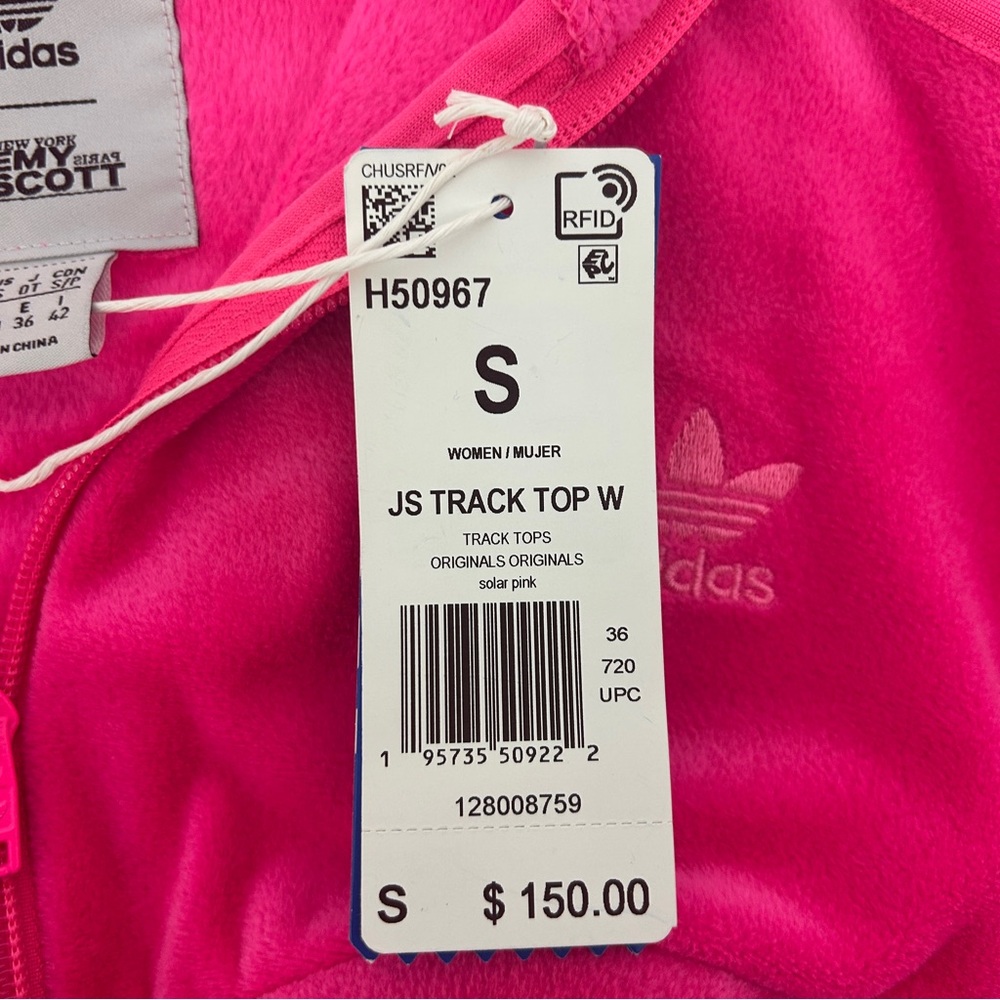 NWT Adidas x Jeremy Scott Cropped Bustier Pink Velour Zip Track Jacket Preppy - Picture 12 of 13